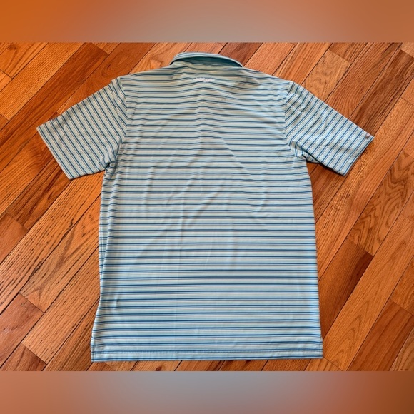 Straight Down Polo Shirt Men’s Size L White/Blue/Teal Striped Performance Golf - Picture 10 of 15